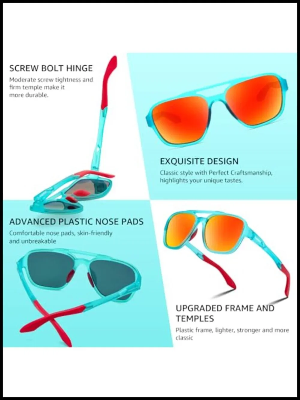 Polarized Aviator Sunglasses Retro 70s Vintage TR-90 Frame TAC Lens UV400